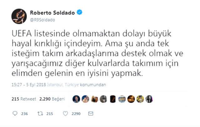 Avrupa Liginde Kadro Dışı Kalan Fenerbahçeli Soldado: Büyük Hayal Kırıklığı İçindeyim