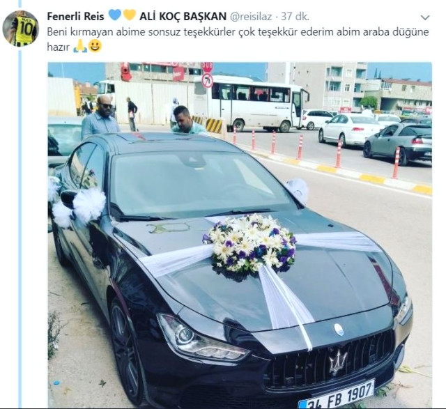 Fenerbahçe'nin Eski Yöneticisi Hakan Bilal Kutlualp'ın Otomobili Gelin Arabası Oldu