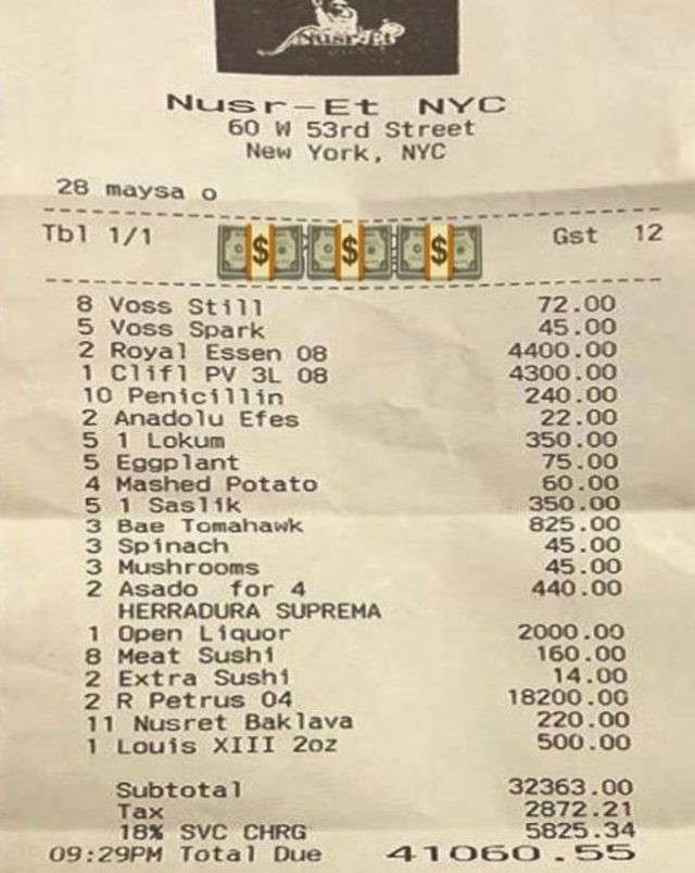 Nusret'in, New York'taki Restoranında Çok Konuşulacak Hesap: 266 Bin 500 TL