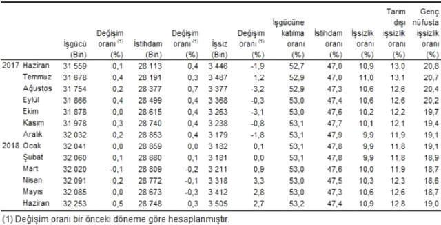 Haziran Ayında İşsizlik Rakamı 10,2 Olarak Belirlendi