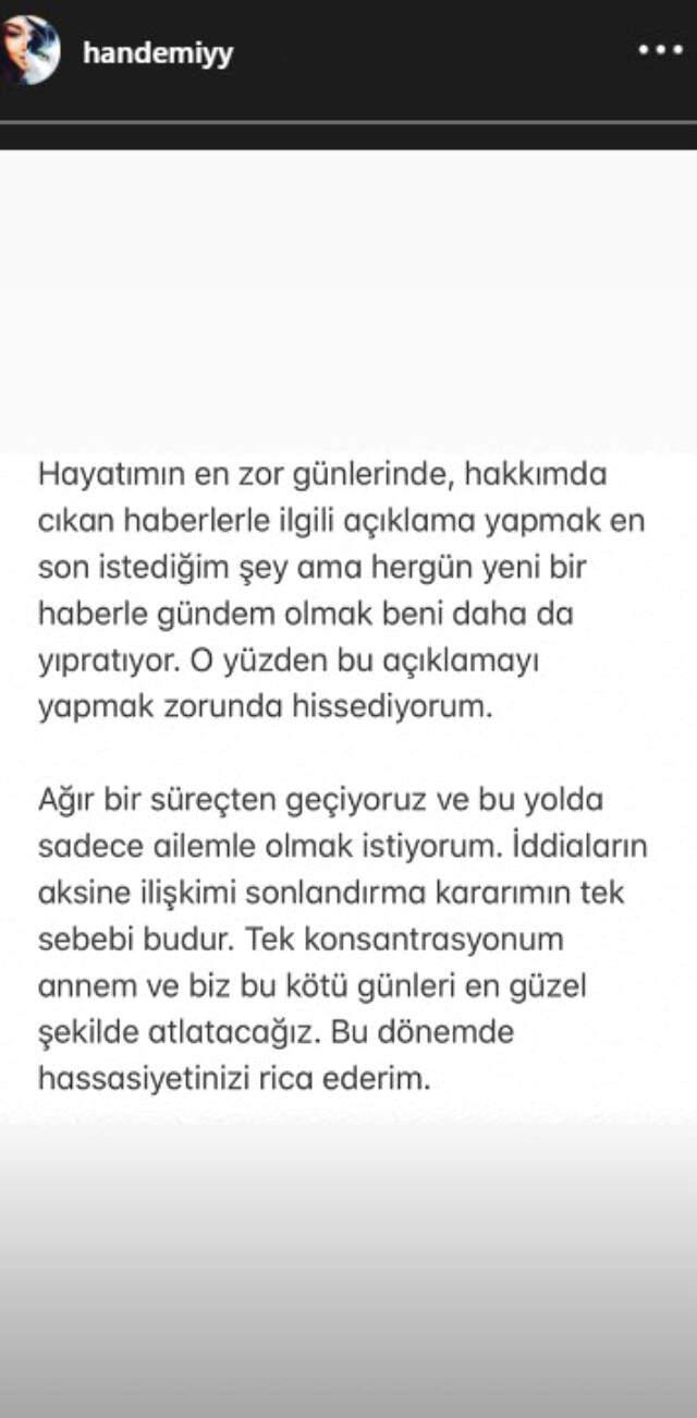 Hande Erçel, Murat Dalkılıç'tan Ailesinin Yanında Olmak İstediği İçin Ayrıldığını Duyurdu Hande Erçel, Murat Dalkılıç'tan Ailesinin Yanında Olmak İstediği İçin Ayrıldığını Duyurdu