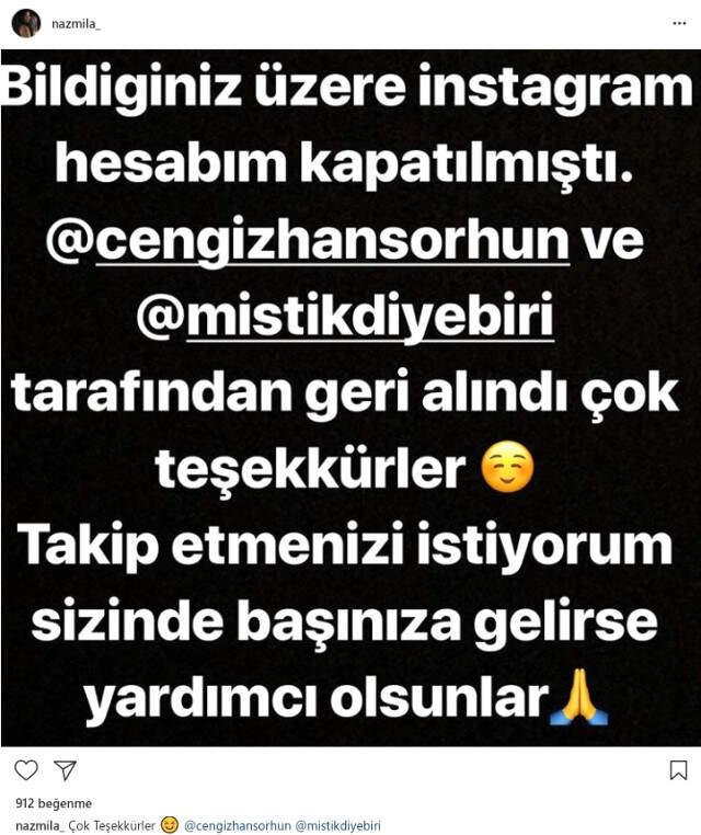Şikayet Üzerine Instagramı Kapanan Naz Mila, Hesabını Geri Aldı