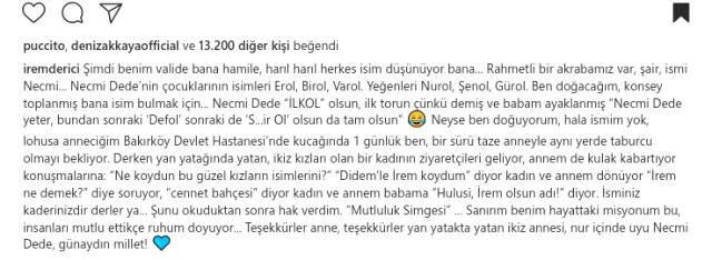 İrem Derici, İsminin Konulma Hikayesini Takipçileriyle Paylaştı İrem Derici, İsminin Konulma Hikayesini Takipçileriyle Paylaştı