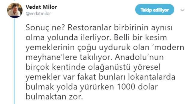 Vedat Milor, Türk Lokantalarına İsyan Etti: Artık Paylaşmayacağım