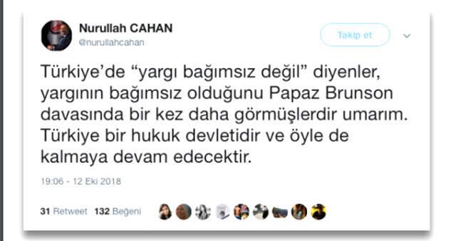 ABD'li Rahip Brunson'ın Serbest Bırakılması, Twitter Kullanıcıları Tarafından Nasıl Karşılandı?