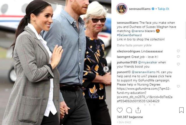 Düşes Meghan Markle, Ünlü Tenisçi Serena Williams'ın Tasarım Ceketini Giydi