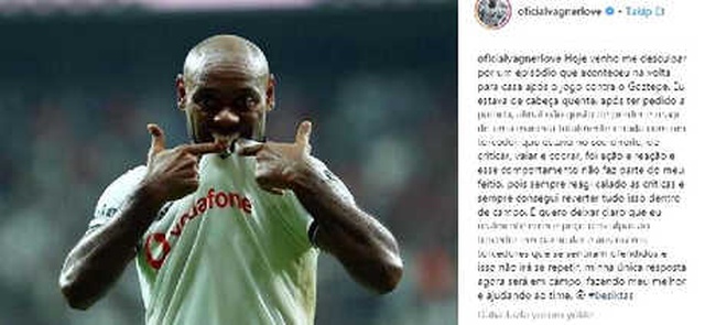 Taraftara El Hareketi Yapan Beşiktaşlı Vagner Love, Özür Diledi