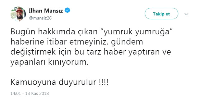İlhan Mansız, Kulüp Doktoru Sarper Çetinkaya ile <a class='keyword-sd' href='/kavga/' title='Kavga'>Kavga</a> Ettiği İddialarını Yalanladı