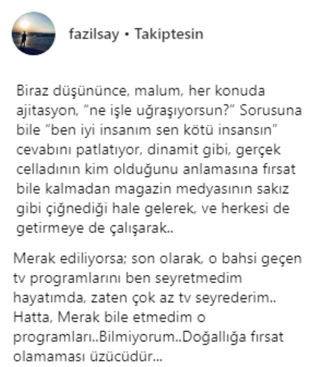 <a class='keyword-sd' href='/kavga/' title='Kavga'>Kavga</a> Büyüyor! Fazıl Say'dan Hakan Hatipoğlu'na Tepki: Her Konuda Ajitasyon