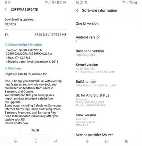 Galaxy S9 ve S9+ İçin Android Pie Güncellemesi Yayınlandı