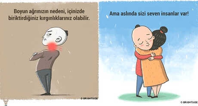 Vücudumuzun Çeşitli Bölgelerindeki Ağrıların Psikolojik Sebeplerini Gösteren 9 Çizim
