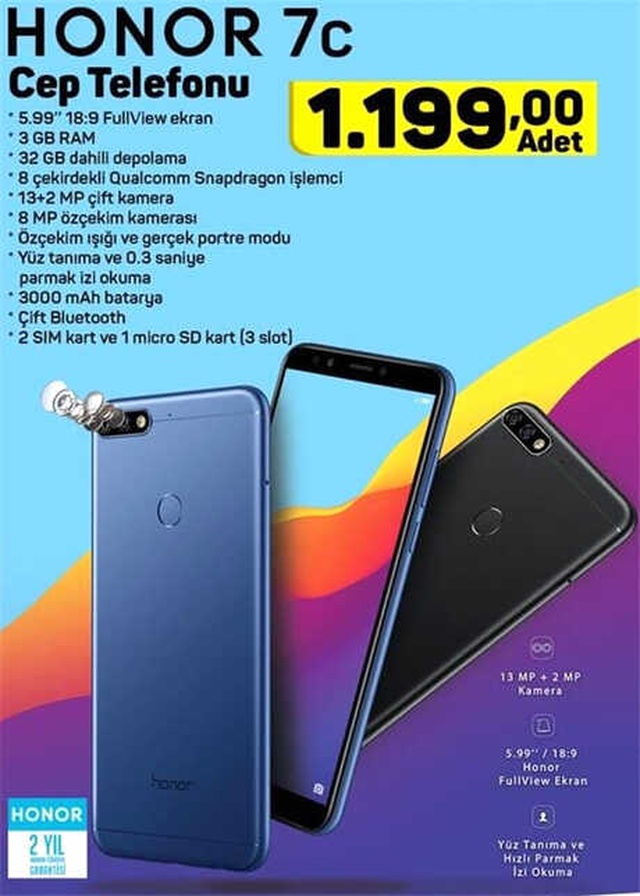 A101, 2019'un İlk Haftasında Uygun Fiyatlı Honor 7c Satacak