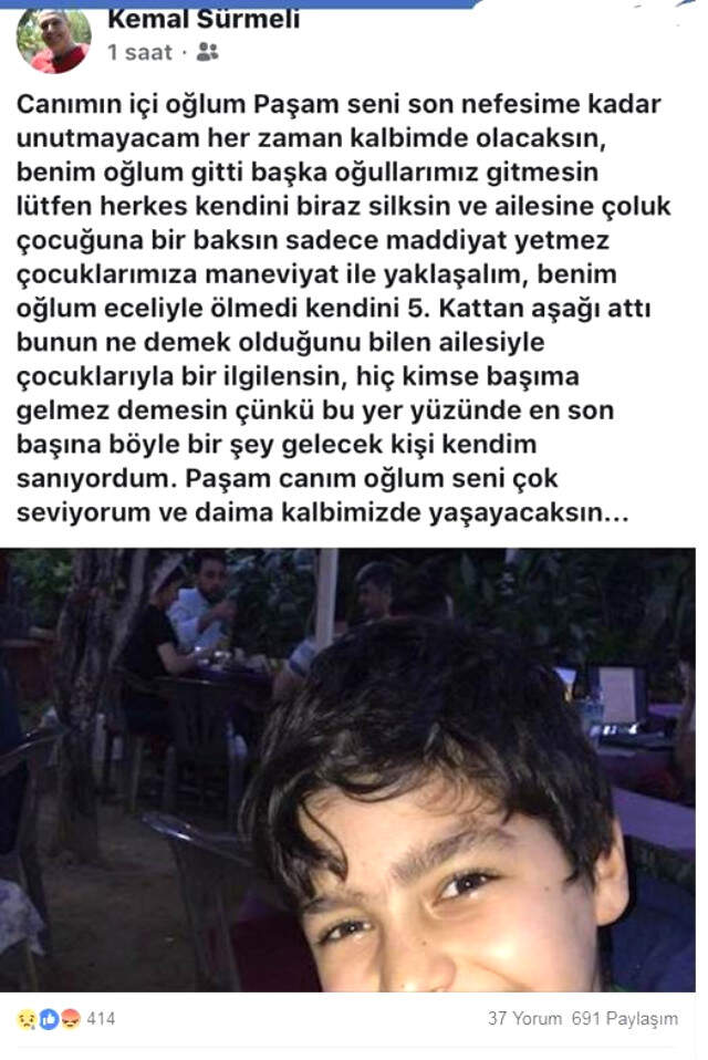 Oyuncağına Uzanırken 5. Kattan Düştüğü Sanılan Küçük Nizamettin 'Mavi Balina' Kurbanı Olmuş Oyuncağına Uzanırken 5. Kattan Düştüğü Sanılan Küçük Nizamettin