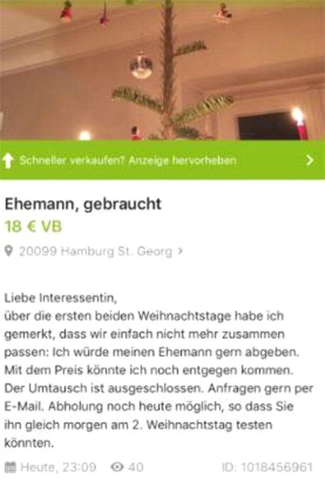 Almanya'da Yaşayan Bir Kadın, Kocasını Ebay Üzerinden Satışa Çıkardı