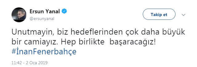 Ersun Yanal'dan Fenerbahçeli Taraftarlara Mesaj: Hep Birlikte Başaracağız Ersun Yanal'dan Fenerbahçeli Taraftarlara Mesaj: Hep Birlikte Başaracağız