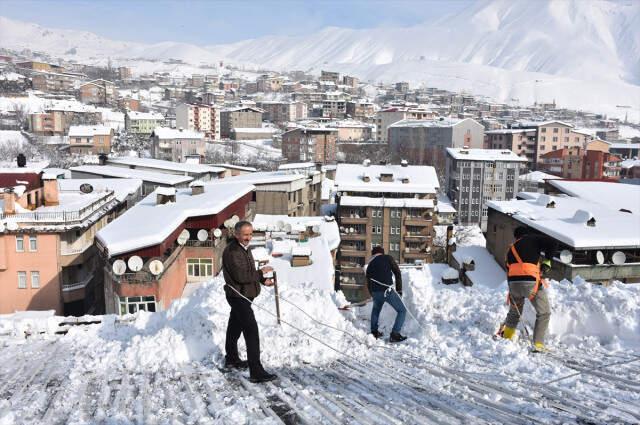 Yazın Ekmeklerini Betondan Çıkaran İşçiler, Kışın Çatıdaki Karları Temizleyerek Para Kazanıyor