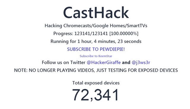 Hackerlar, Pewdiepie İçin Şimdi de 70.000 Chromecast'i Hackledi