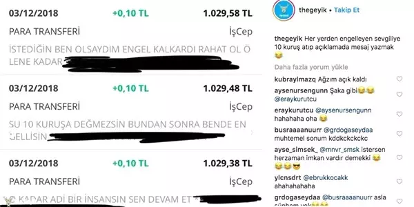 Her Yerden Engelleyen Eski Sevgiliye 10 Kuruş Göndererek Mesaj Atmak