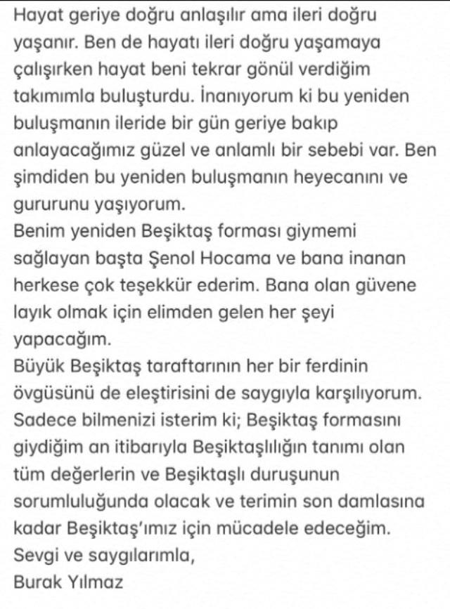 Beşiktaş'ın Kadrosuna Kattığı Burak Yılmaz'dan Şenol Güneş'e Teşekkür
