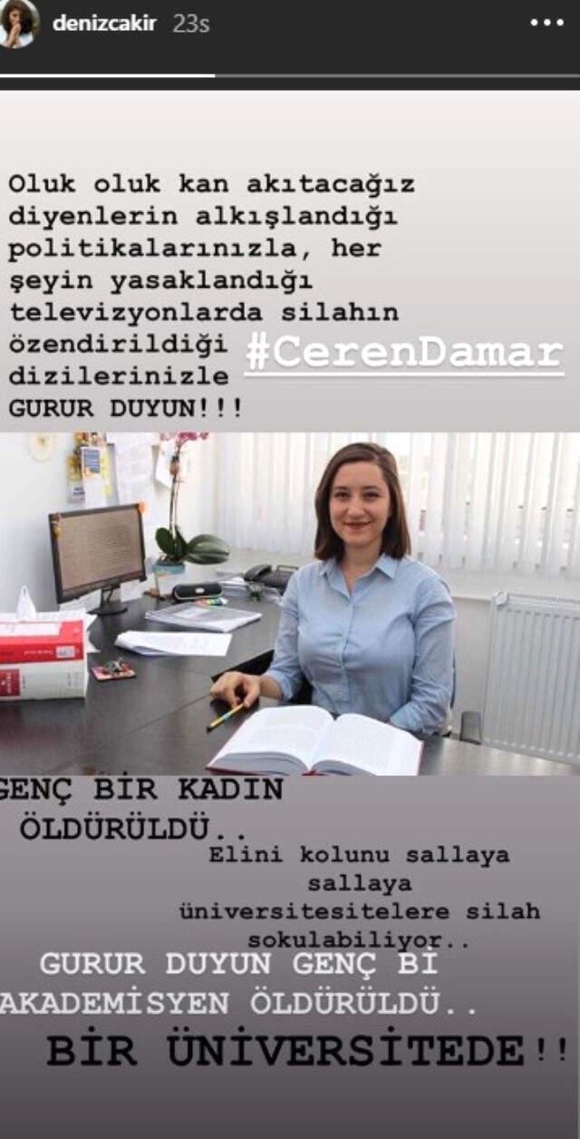 Deniz Çakır'ın Öldürülen Ceren Damar Alakalı Paylaşımı Sosyal Medyada Olay Oldu