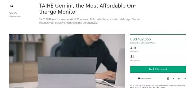 15 İnçlik Taşınabilir Monitörler Kickstarter'da Hedeflenenden 10 Kat Daha Fazla Bağış Topladı