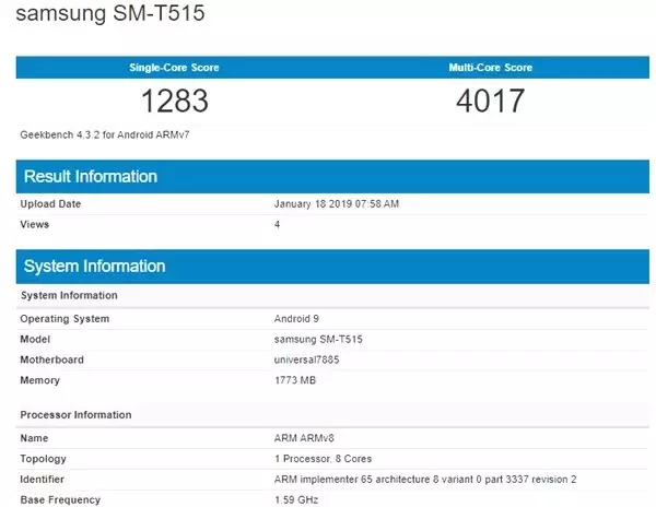 2019 Yılına Sağlam Gelen Samsung'un Yeni Tableti Geekbench Testinde Yakalandı