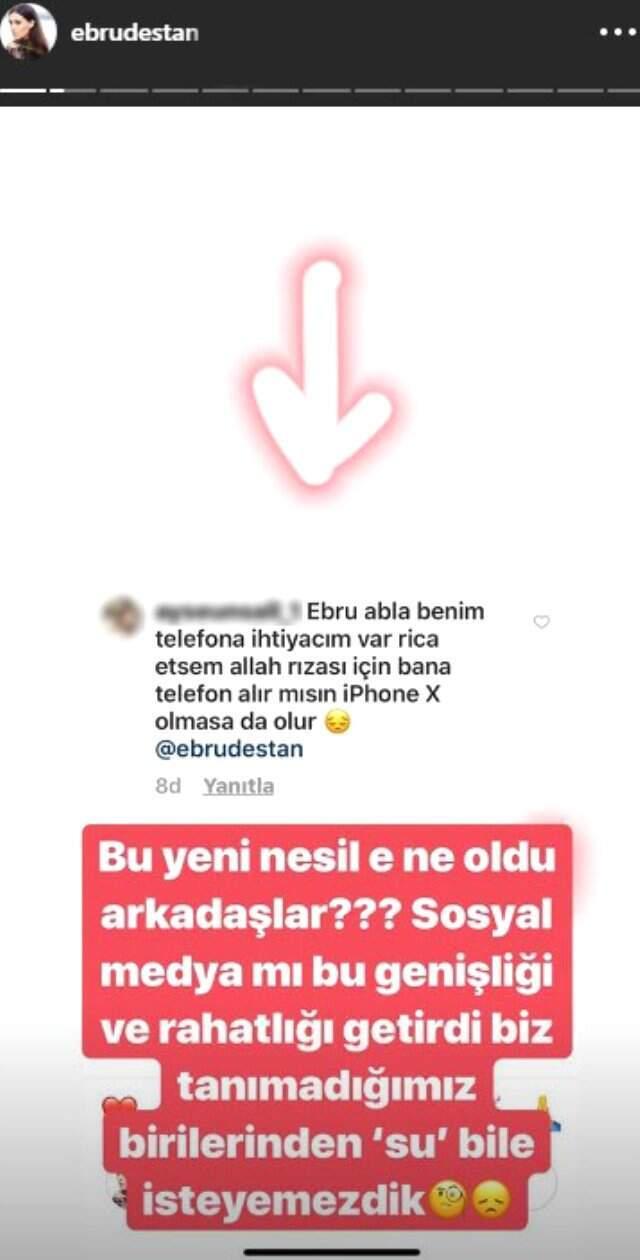 Ebru Destan Kendisinden <a class='keyword-sd' href='/cep-telefonu/' title='Cep Telefonu'>Cep Telefonu</a> İsteyen Takipçisini İfşa Etti