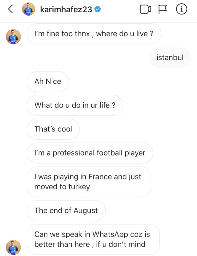 Ünlü Futbolcu Karim Hafez'in Ceyda Ersoy'a Gönderdiği İddia Edilen Mesajlar İnternete Sızdı