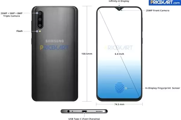 3 Arka Kameralı <a class='keyword-sd' href='/samsung-galaxy/' title='Samsung Galaxy'>Samsung Galaxy</a> A50'nin Render Görüntüleri Ortaya Çıktı