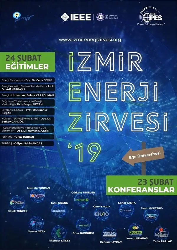 İzmir Enerji Zirvesi'19, 23-24 Şubat'ta Ege Üniversitesi'nde