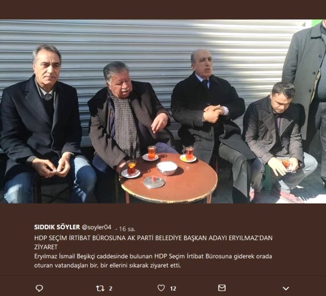 AK Parti Belediye Başkan Adayı Ertuğrul Eryılmaz, HDP Seçim Bürosunu Ziyaret Etti