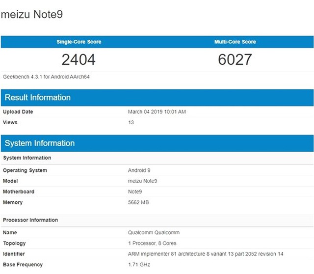 Geekbench'te Ortaya Çıkan Meizu Note 9'un Önemli Özellikleri Doğrulandı