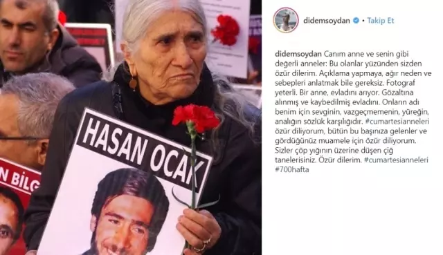 Cumartesi Anneleri Paylaşımına Soruşturma Açılan Didem Soydan Hakkında Takipsizlik Kararı Verildi