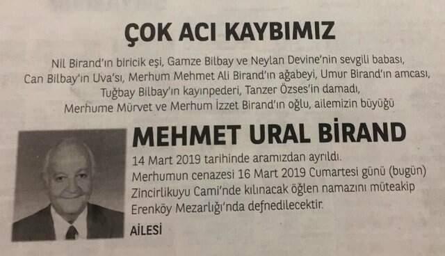 Mehmet Ali Birand'ın Abisi Mehmet Ural Birand Hayatını Kaybetti