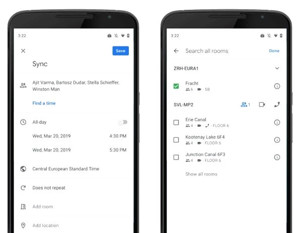Google Takvim, Mobil Gsuite Kullanıcıları İçin Otomatik Oda Önerilerini Getirdi