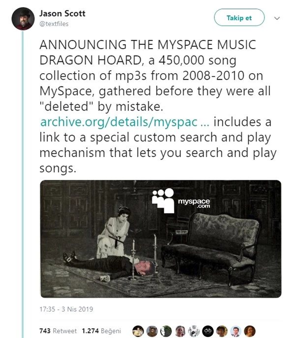 Myspace, 'Yanlışlıkla' Silinen Yarım Milyon Şarkıyı Kurtardı
