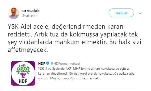 YSK, HDP'nin Muş Başvurusunu Kabul Etmedi