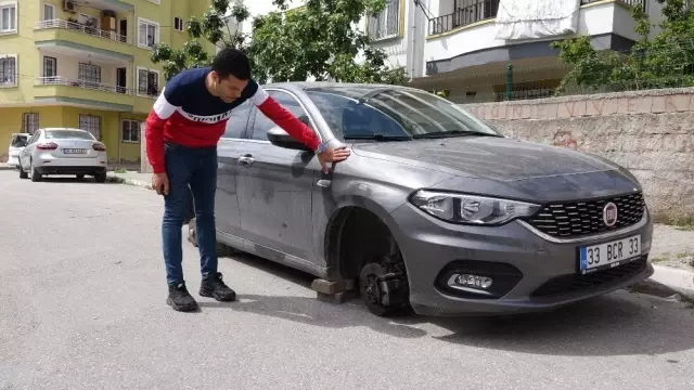 Park Halindeki Aracın Lastiklerini Çaldılar