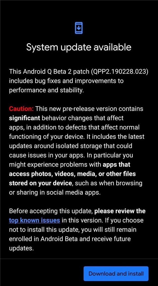 Android Q'nun 2. Beta Sürümündeki Hataları Gideren Güncelleştirmesi Yayımlandı