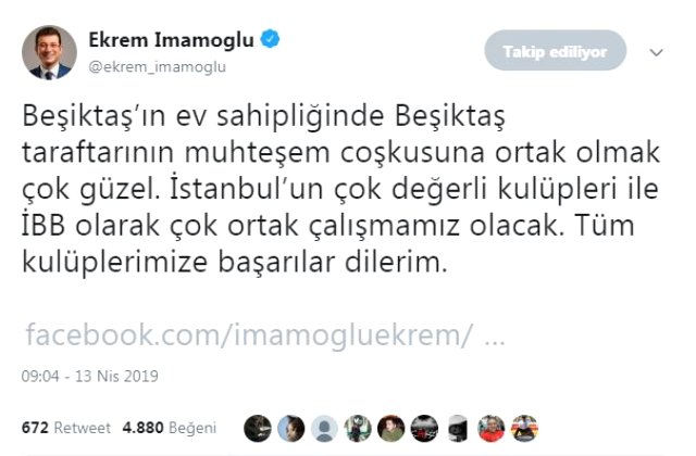 Ekrem İmamoğlu, Vodafone Park'ta Beşiktaş-Başakşehir Maçını Takip Etti