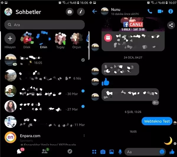 Facebook Messenger İçin Karanlık Mod Resmen Yayınlandı