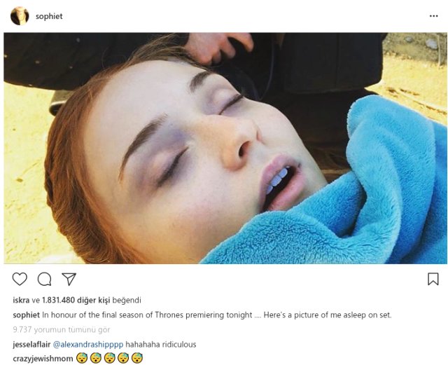 Game Of Thrones'un Sansa'sı Paylaşımıyla Sosyal Medyayı Karıştırdı