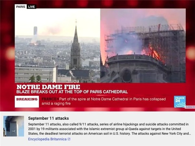 Youtube Algoritması, Notre Dame Katedrali'ndeki Yangını 11 Eylül Saldırılarıyla Eşleştirdi