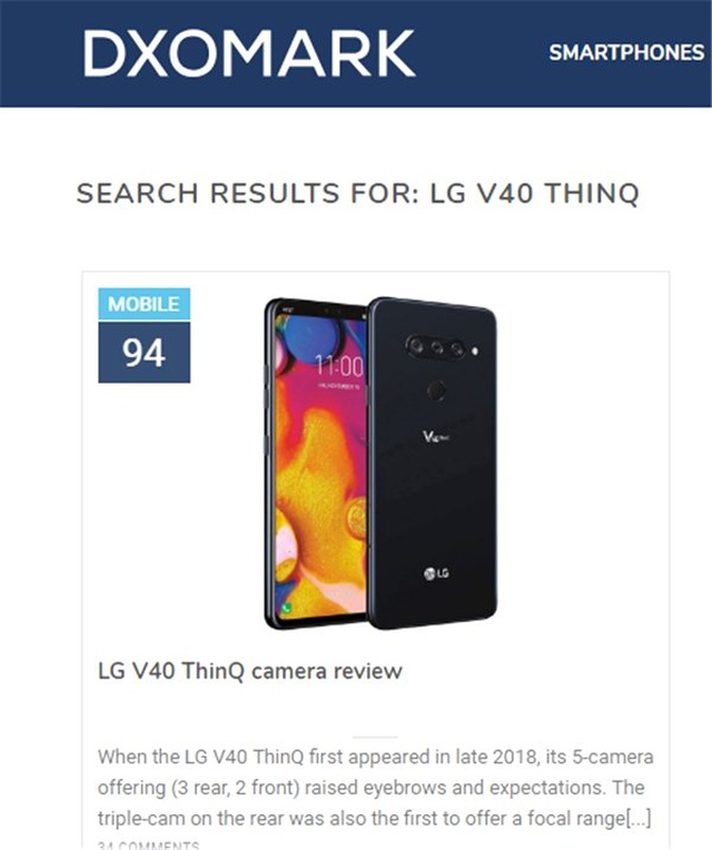 Dxomark, <a class='keyword-sd' href='/lg/' title='Lg'>Lg</a> V40 Thinq'nun Skorunu Güncelledi.