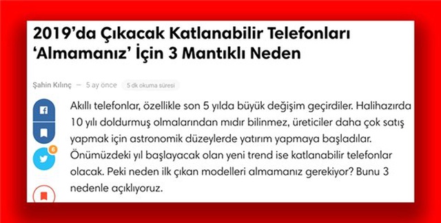 2018'de Yazdığımız 'Katlanabilir Telefon' Haberi, Bizi Haklı Çıkardı