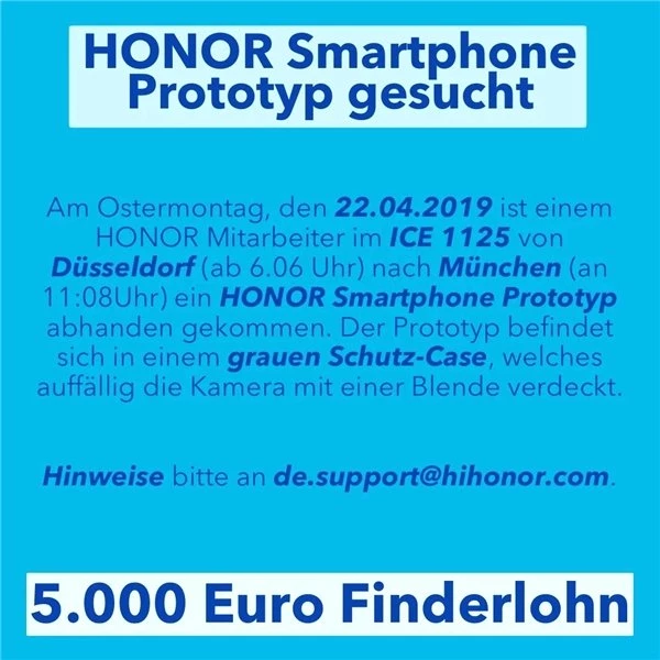 Honor, Kaybolan Prototip Telefonunu Bulana 5.000 Euro Ödül Verecek