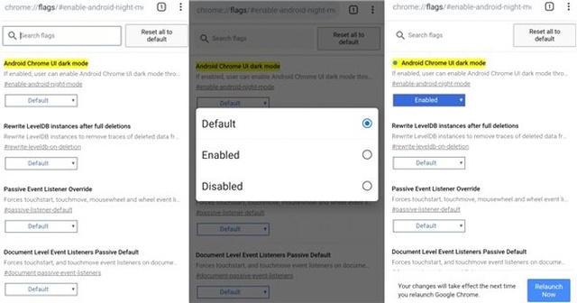 Google Chrome'un Android Uygulaması Karanlık Moda Kavuştu