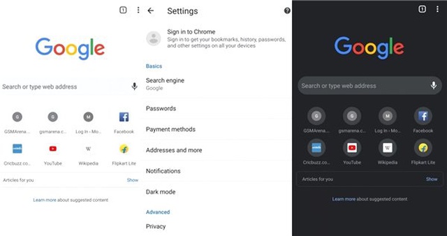 Google Chrome'un Android Uygulaması Karanlık Moda Kavuştu