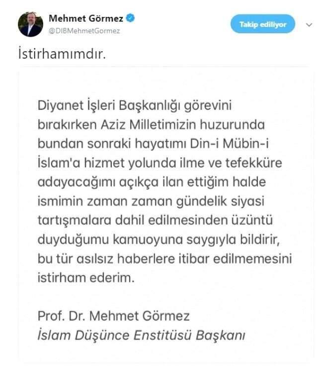 Mehmet Görmez'den 