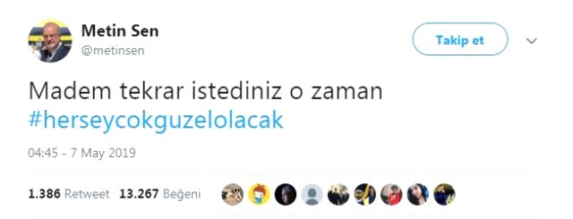 Fenerbahçe Yöneticisi Metin Şen'den Ekrem İmamoğlu Paylaşımı